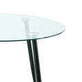 Modern Simple Glass Table, High Quality Tempered Glass Metal Material, Black Spray Table Legs, Suitable For Restaurant Kitchen Set Of 1 Black Round Glass