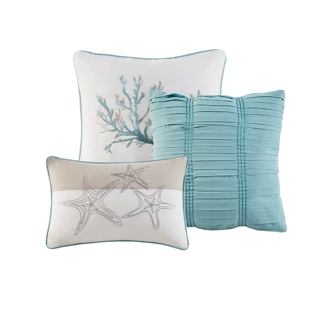 7 Piece Cotton Sateen Comforter Set Aqua Cal King California King Aqua Cotton