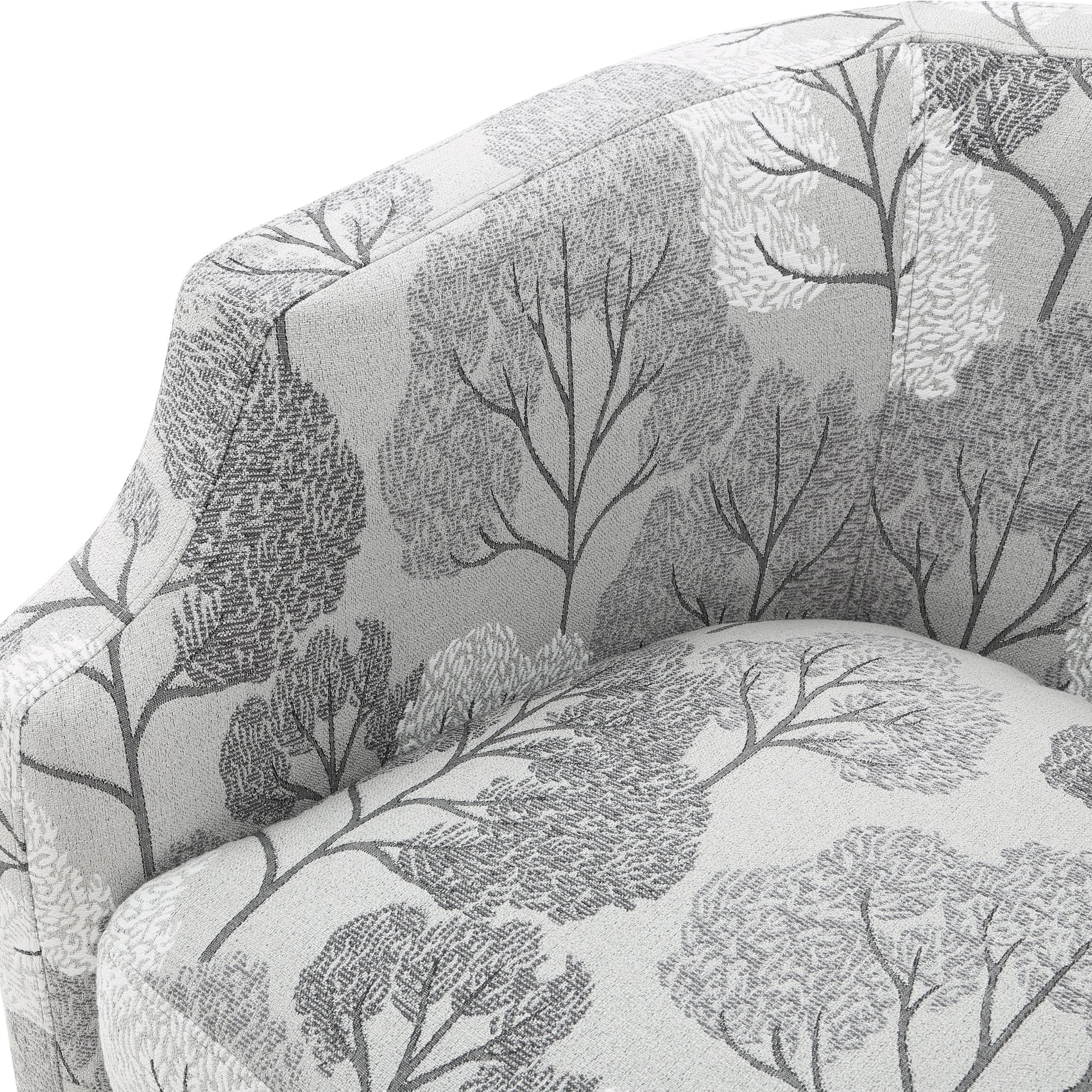 Isabelle Swivel Glider Barrel Chair Gray Floral Gray Foam Fabric