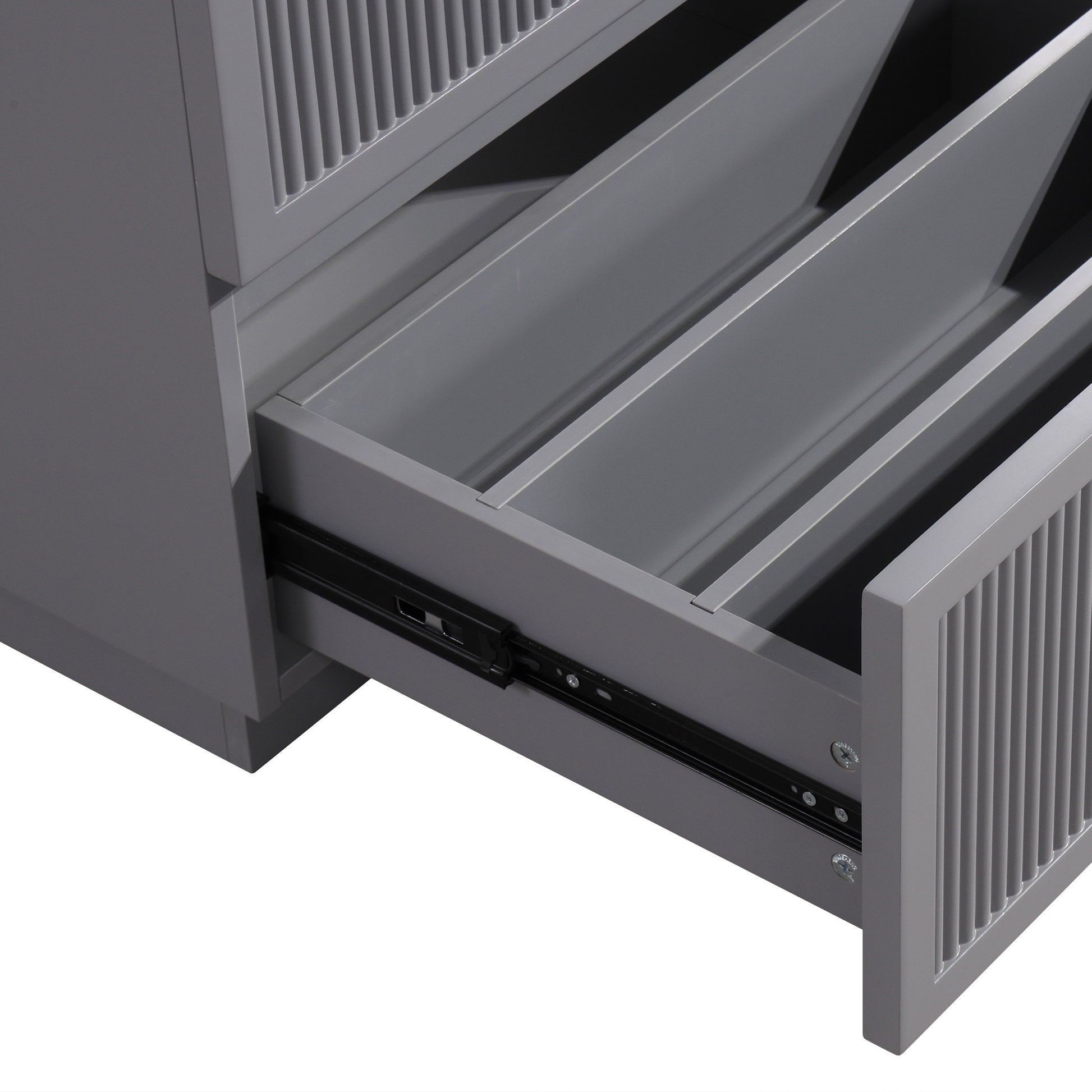 24 Inch Bathroom Vanity With Ceramic Sink Set, Modern Freestanding Bathroom Storage Cabinet With 2 Drawers, Floor Standing Bath Vanity Combo, Gray Grey Mdf