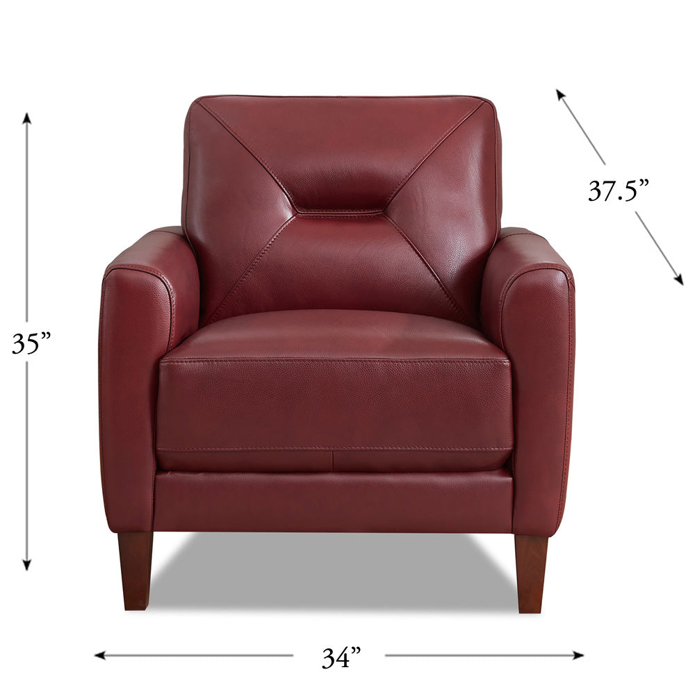 Mavis Leather Chair Red Memory Foam Genuine Leather