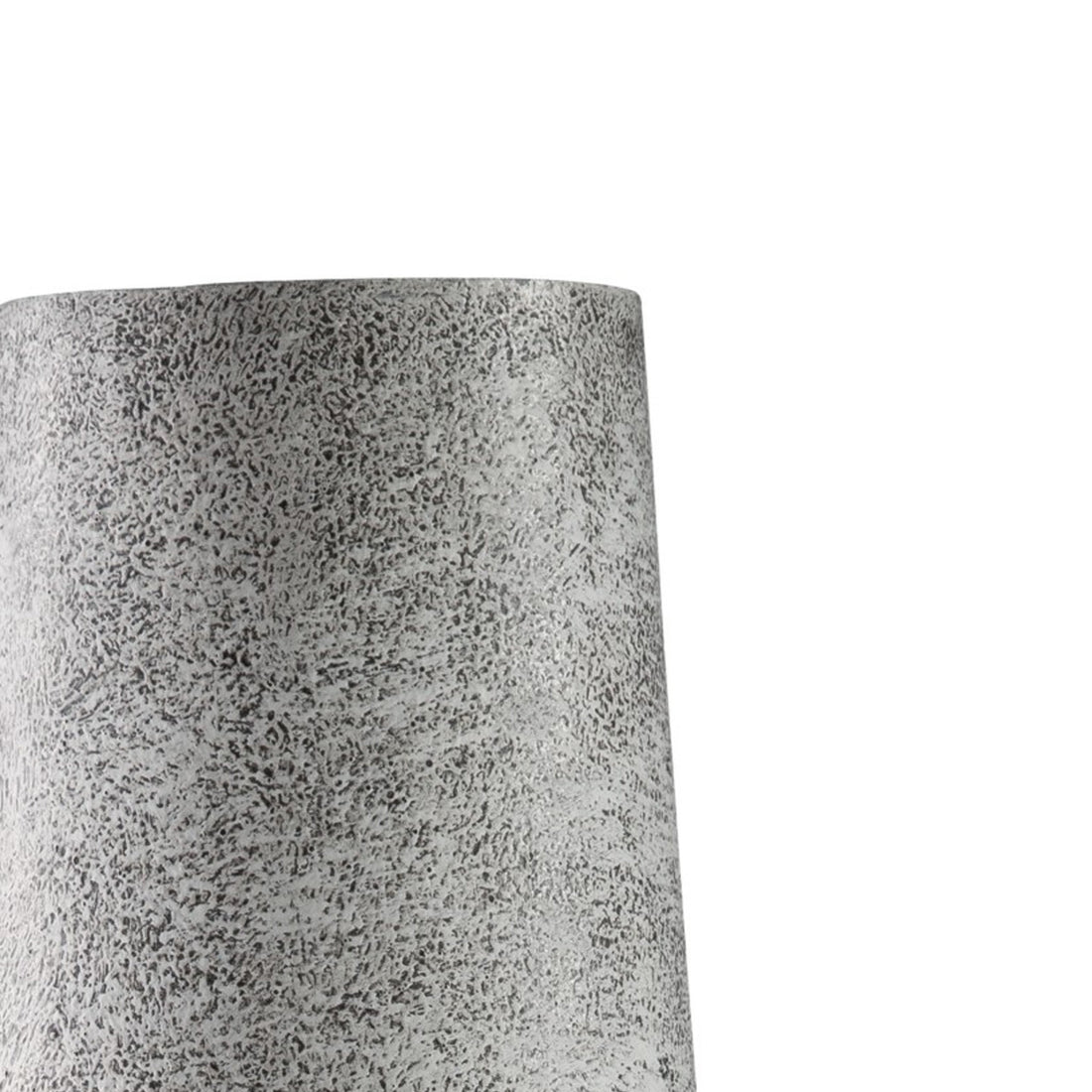 Fin 21 Inch Cylindrical Metal Vase, Subtly Textured, Antique Gray White White Metal