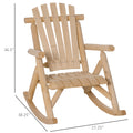 Outsunny Outdoor Wooden Rocking Chair, Single Person Rustic Adirondack Rocker With Slatted Seat, High Backrest, Armrests For Patio, Garden And Porch, Natural Natural Wood Wood