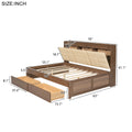 Full Size Wood Daybed With Upholstered Storage Shelves, Usb Ports And 2 Drawers, Wood Color Box Spring Not Required Full Wood Wood Bed Frame Solid Wood Mdf