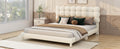 Full Size Upholstered Platform Bed With Soft Headboard,Beige Full Beige Upholstered