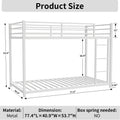 Metal Twin Over Twin Bunk Bed Heavy Duty Sturdy Metal Noise Reduced Safety Guardrail No Box Spring Needed,White Twin White Metal Metal