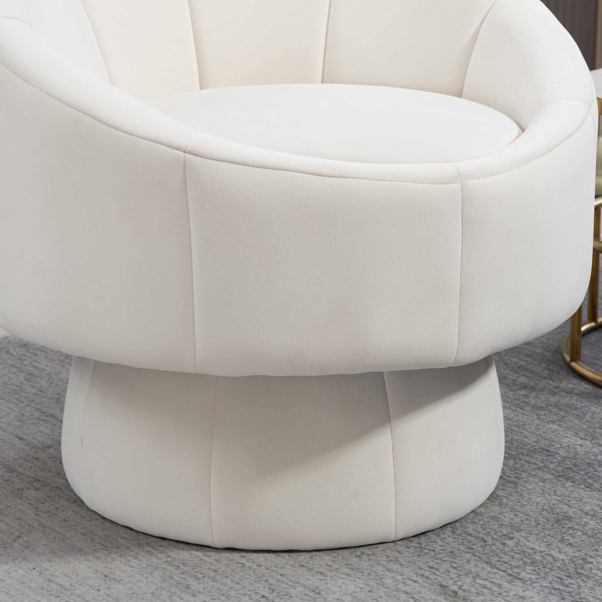 Mid Century Modern Accent Chair With Wood Frame, Upholstered Swivel Chair For Living Room Chairs With Waist Cushion, Reading Armchair For Bedroom Sunroom Beige Bedroom Modern Foam Velvet