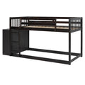 Twin Over Twin Bunk Bed With 4 Drawers And 3 Shelves Espresso Twin Espresso Solid Wood