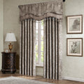 Jacquard Window Rod Pocket Valance With Beads Blue Brown 50X18