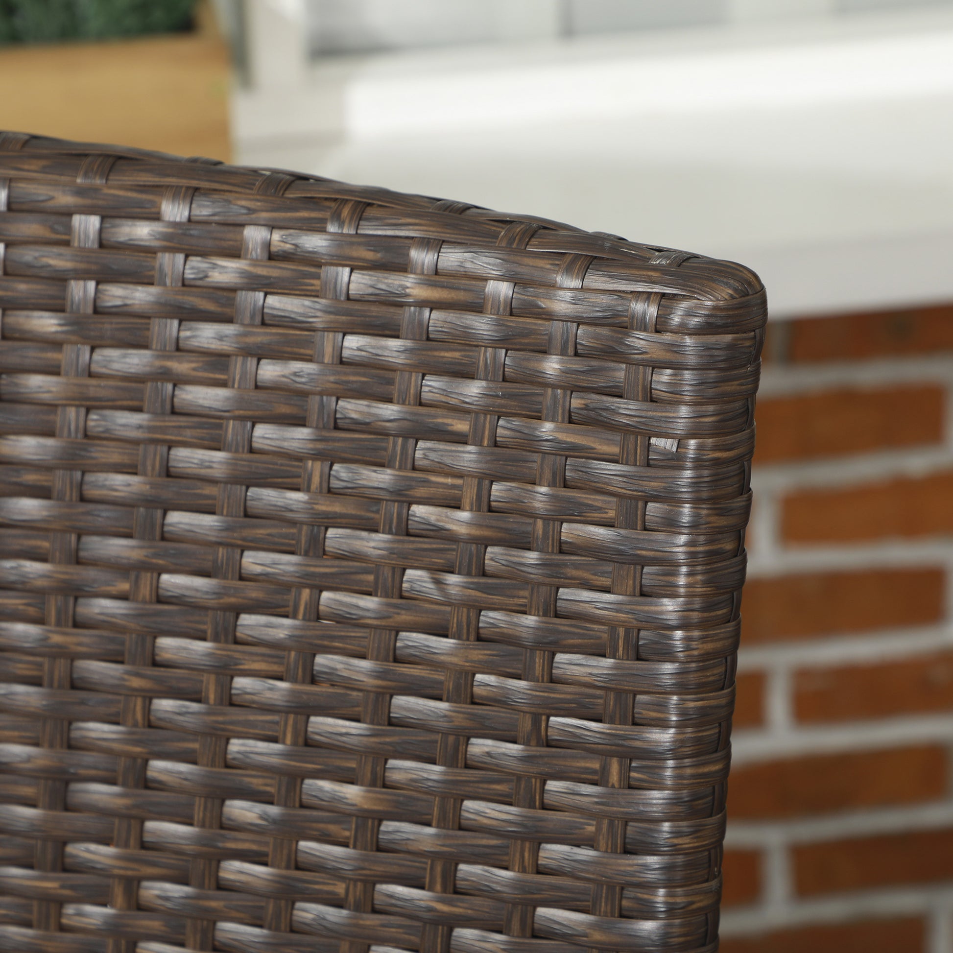 Outsunny Stackable Pe Rattan Outdoor Dining Chairs With Cushions, Set Of 4 Patio Wicker Dining Chairs With Armrests And Backrest For Patio, Deck, Cream Blue Blue Brown Steel