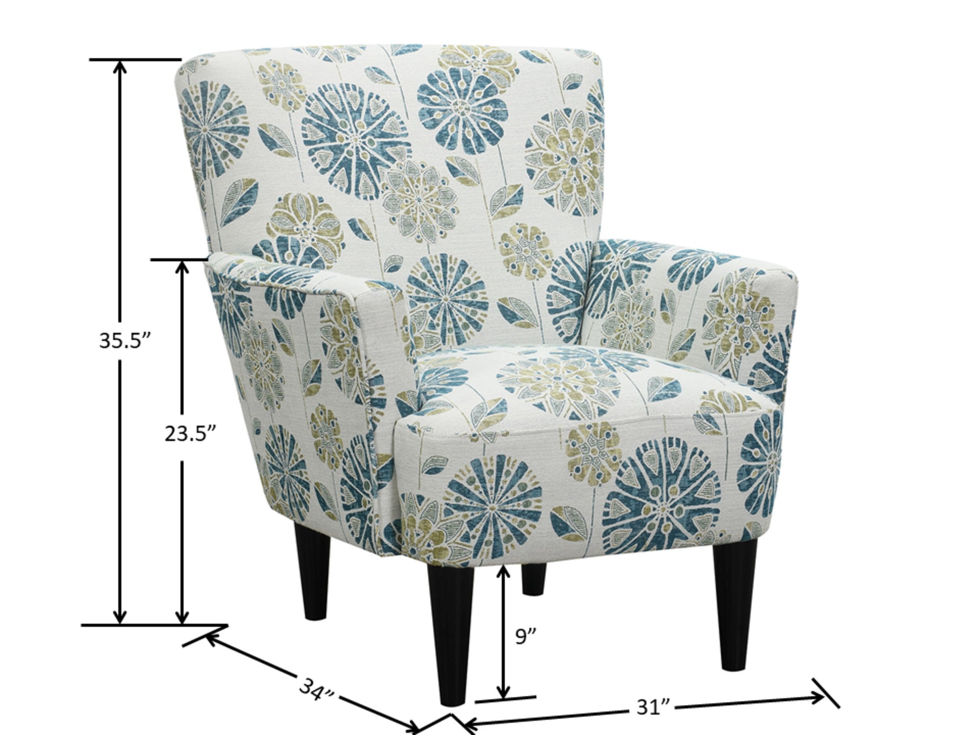 Flora Blue Floral Accent Chair Blue Foam Engineered Wood