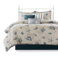 7 Piece Cotton Sateen Comforter Set Blue Queen Queen Blue Cotton