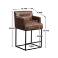 Coolmore Counter Height Bar Stools Set Of 2, Modern Square Bar Stool With Back, Black Metal Frames, Upholstered Bar Stools For Kitchen Island, Pub, Club Brown Pu Brown Pu Primary Living Space Foam Pu