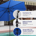 9Ft Outdoor Patio Umbrella With 8 Ribs, Table Umbrellas With Push Button Tilt Crank, Uv Protection Waterproof For Garden Deck Backyard Pool, Blue Blue Stainless Steel