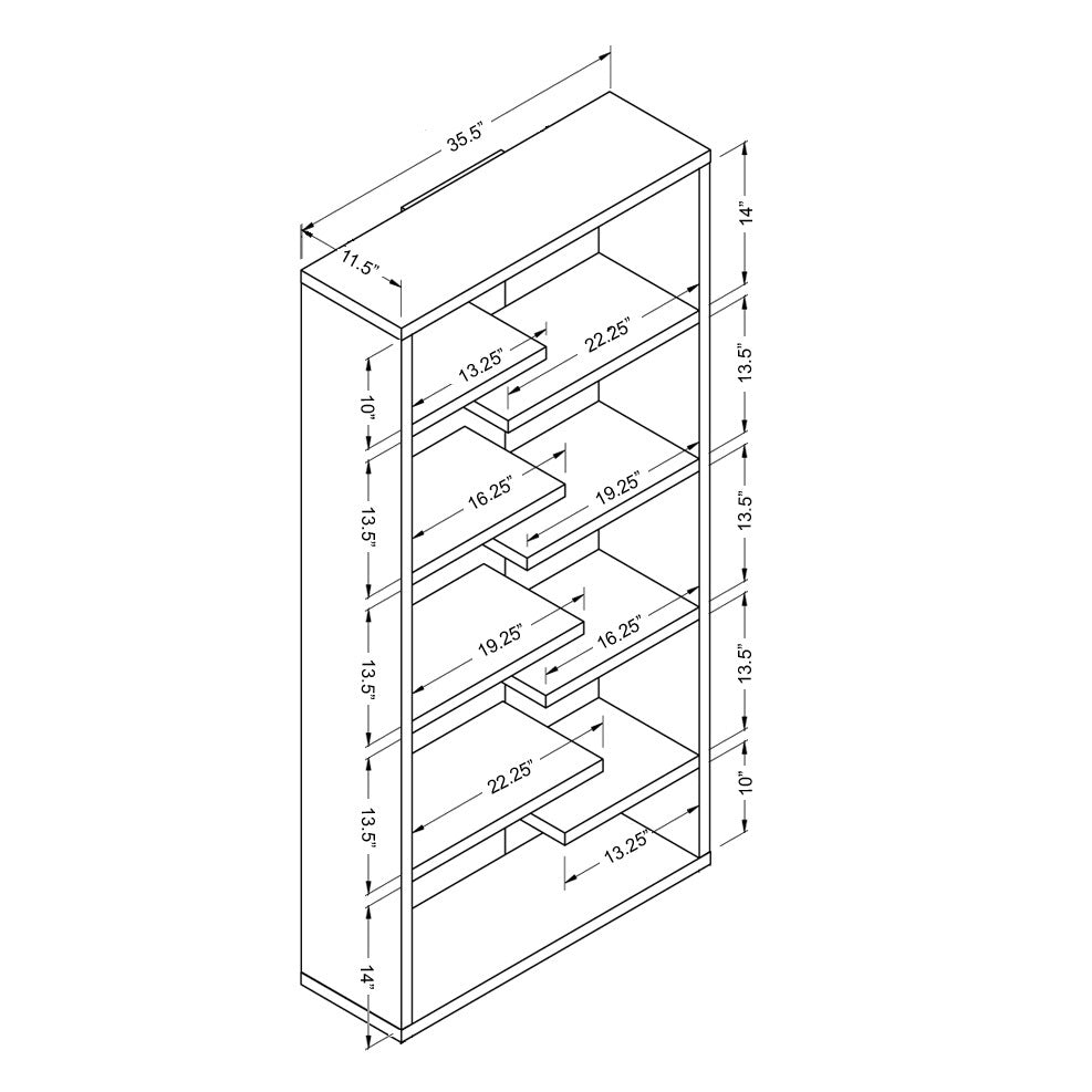 Mid Century Display Cabinet, Open Back Display Cabinet With 8 Shelves White & Dark Taupe White Particle Board