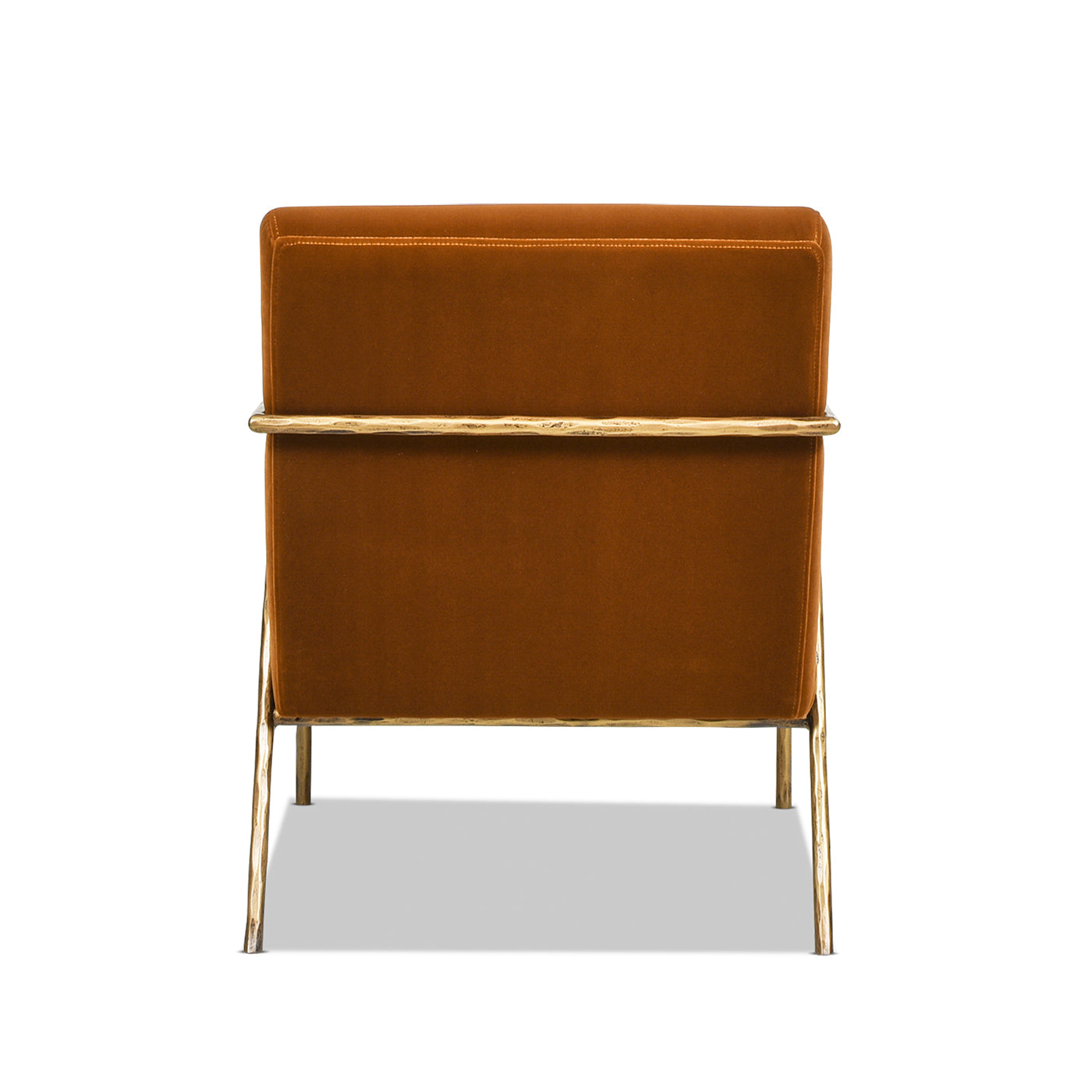 Aerin 24.5" Hammered Brass Upholstered Accent Arm Chair, Burnt Orangeperformance Velvet Burnt Orange Foam Velvet