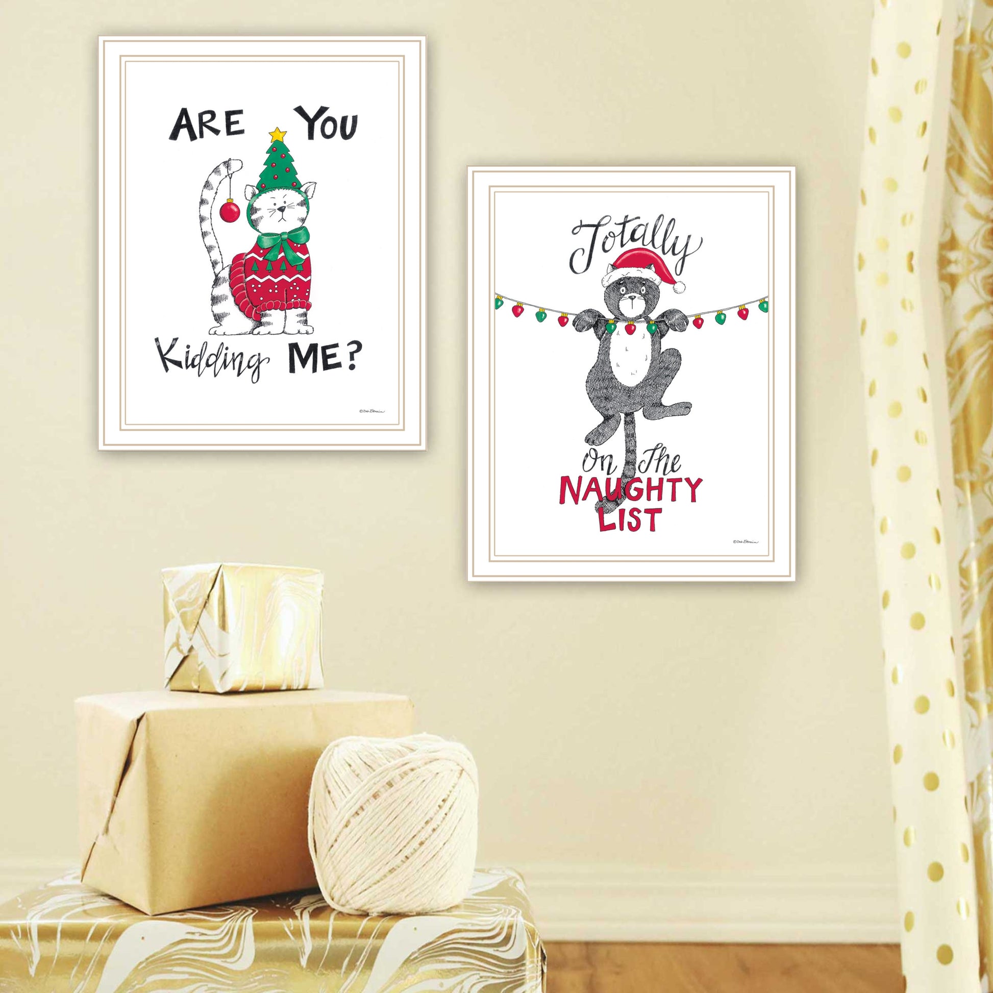 2 Piece Vignette Are You Kidding Me White Framed Wall Art For Living Room, Bedroom Wall Art Print For Home Decor By Deb Strain Multi Wood Paper