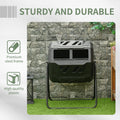 Outsunny Tumbling Compost Bin Outdoor 360 Dual Rotating Composter 43 Gallon, Black Black Plastic