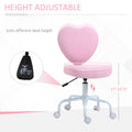 Homcom Heart Beautiful Shaped Back Design Office Chair With Adjustable Height And 360 Swivel Castor Wheels, Pink Pink Linen