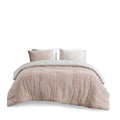 3 Piece Cotton Jacquard Comforter Set Blush Full Queen Queen Blush Cotton