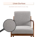 Homcom Upholstered Rocking Armchair With Wood Base And Linen Fabric Padded Seat For Living Room, Grey Grey Linen