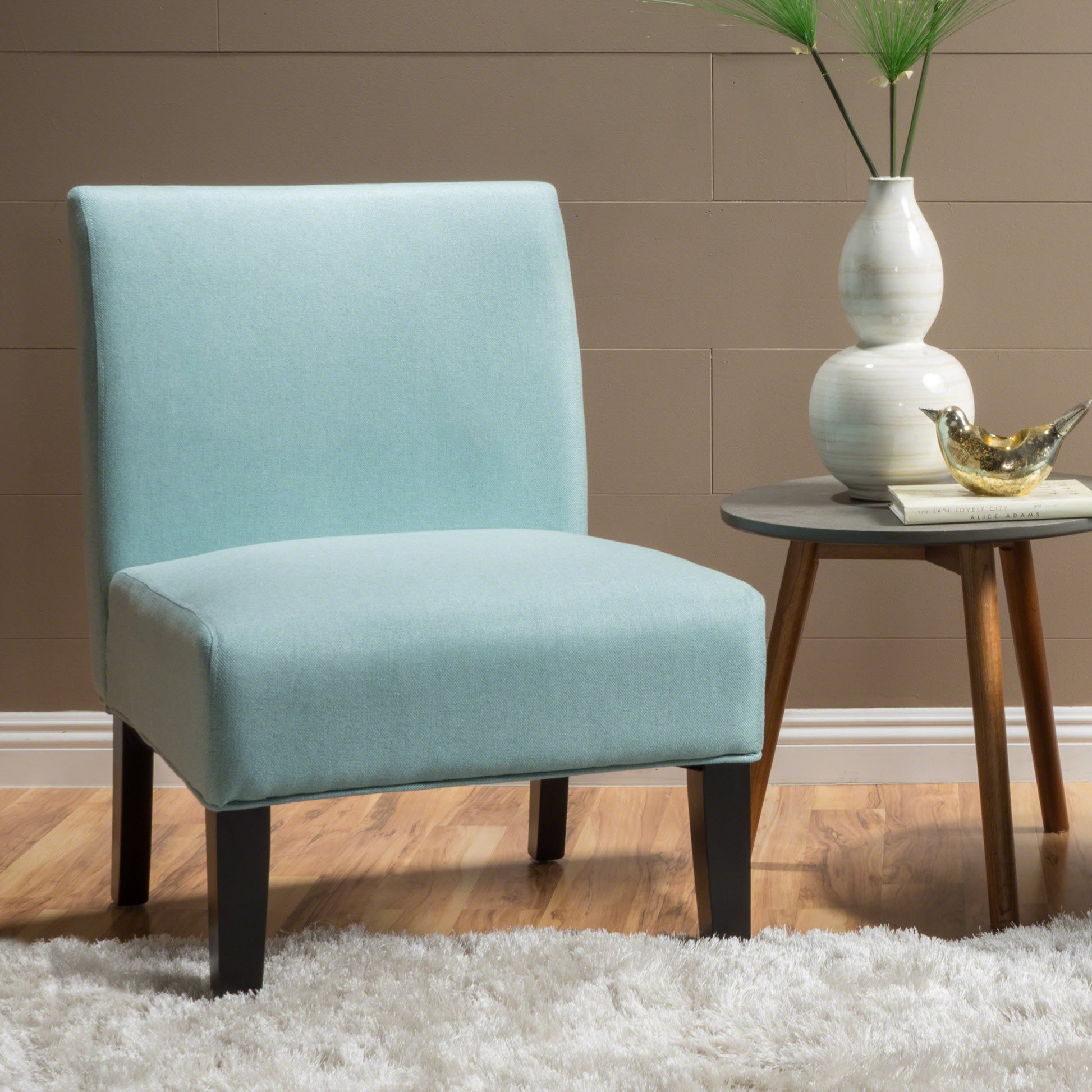 Accent Chair Light Blue Fabric