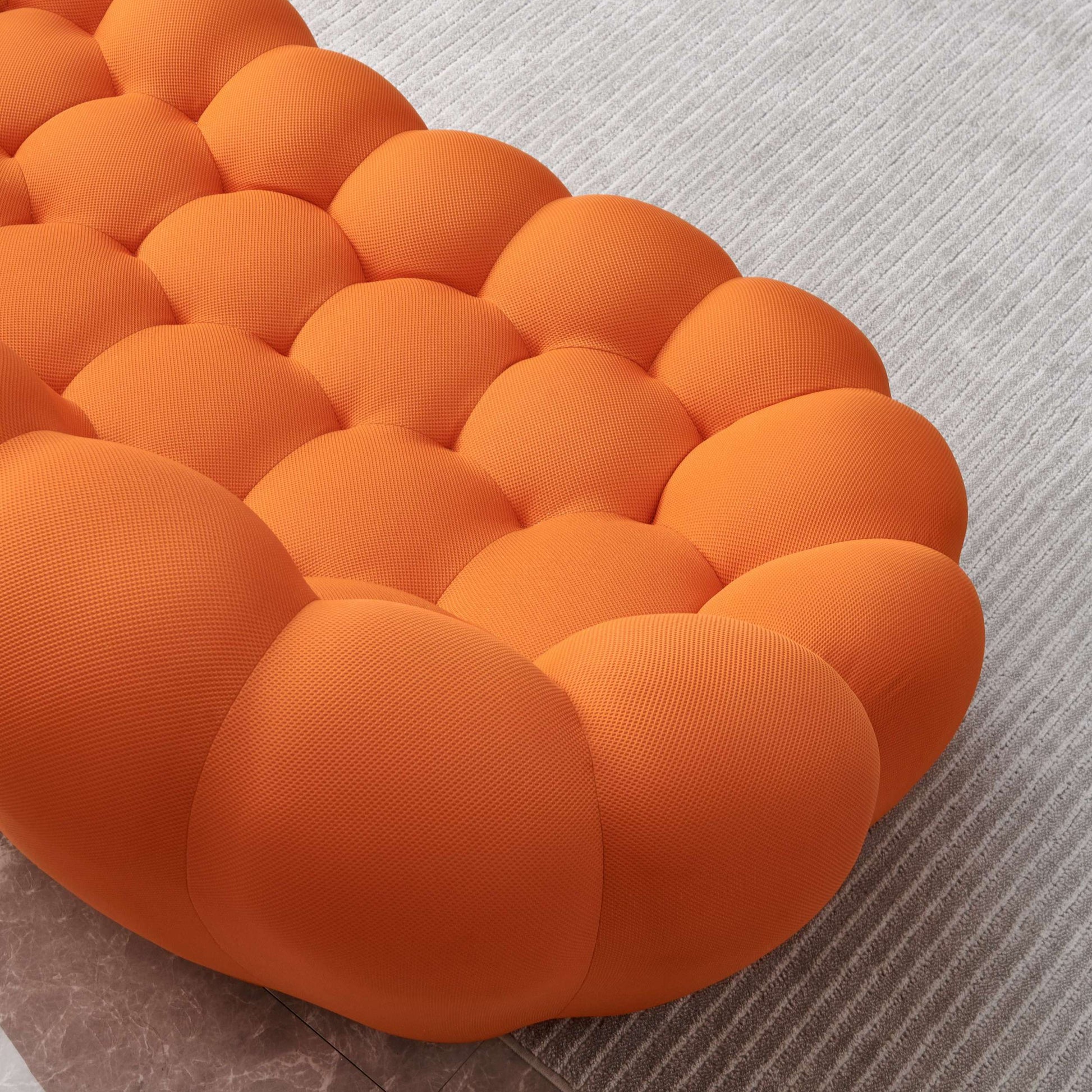 47'' Lazy Floor Sofa, Curved Bubble Chair, Oversized Single Bubble Sofa, Modern 3D Bubble Bean Bag Chiar Sofa For Living Room, Office, Apartment, Reading Room Orange Orange Fabric 1 Seat