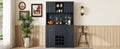 Coffee Bar Cabinet Kitchen Cabinet With Storage, Farmhouse Wine Cabinet With Drawers Shelves And Cabinets, Buffet Cabinet Wine & Glass Racks For Dining Room, Kitchen, Dark Blue Antique Blue Particle