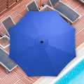 9Ft Outdoor Patio Umbrella With 8 Ribs, Table Umbrellas With Push Button Tilt Crank, Uv Protection Waterproof For Garden Deck Backyard Pool, Blue Blue Stainless Steel