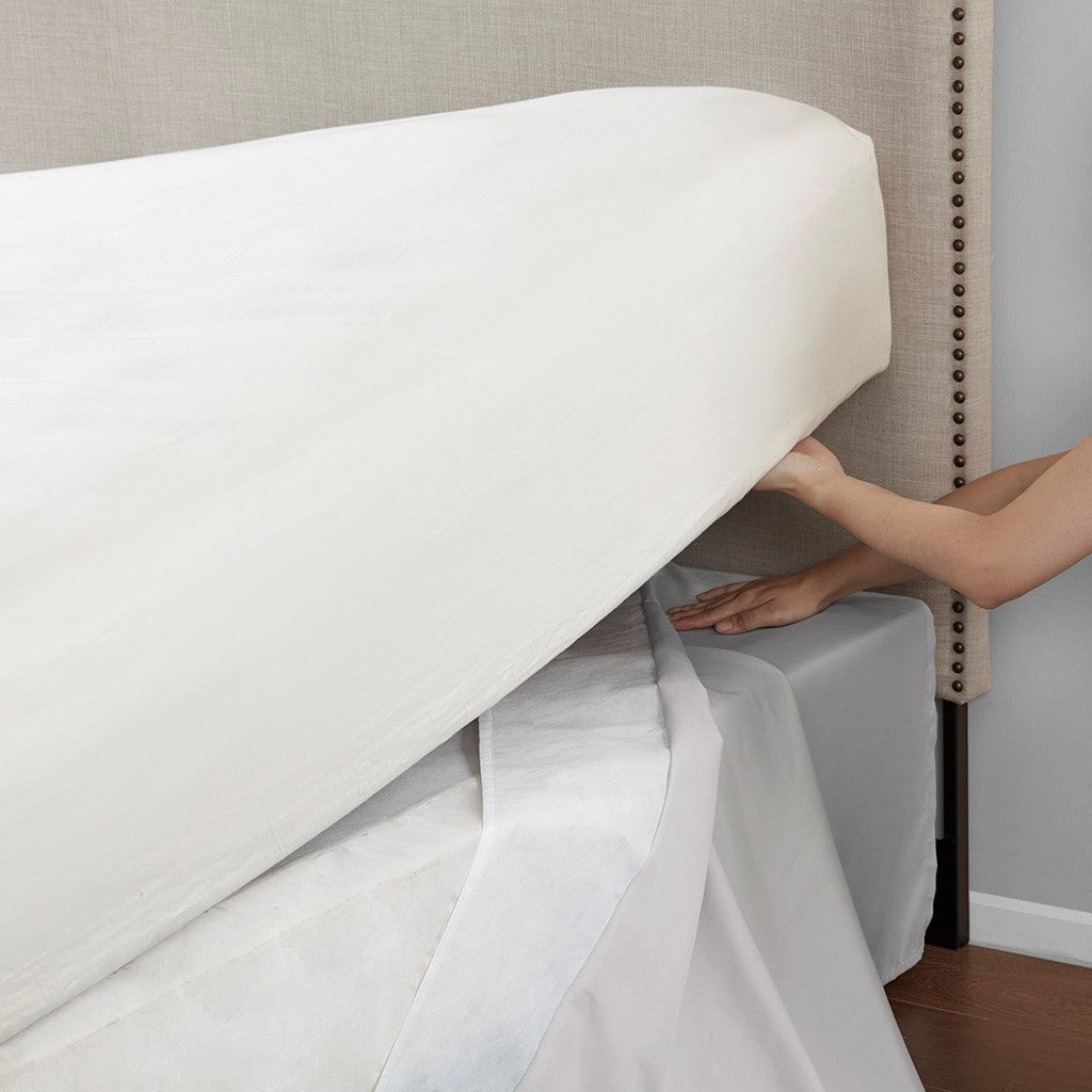 Wrap Around Adjustable Bedskirt Grey One Size Grey Microfiber
