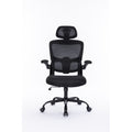 Ergonomic Mesh Office Chair With 3D Adjustable Lumbar Support, High Back Desk Chair With Flip Up Arms, Executive Computer Chair Home Office Task Swivel Rolling Chairs For Adults Cushion Metal Solid Black Office Sponge Dry Clean Round Handle Office Chairs