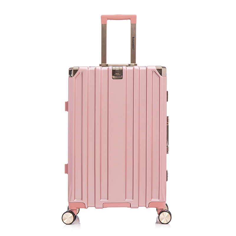 Luggage Sets 20 24 28 Inch Three Model Set, Stylish Suitcase With Aluminum Frame Password Lock, Suitable For Travel Suitcases And Suitcases Rose Gold Contemporary Aluminum,Pc
