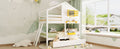 Twin Over Twin Bunk Bed With 2 Drawers, 1 Storage Box, 1 Shelf, Window And Roof White Old Sku:Lt001608Aak Twin White Solid Wood