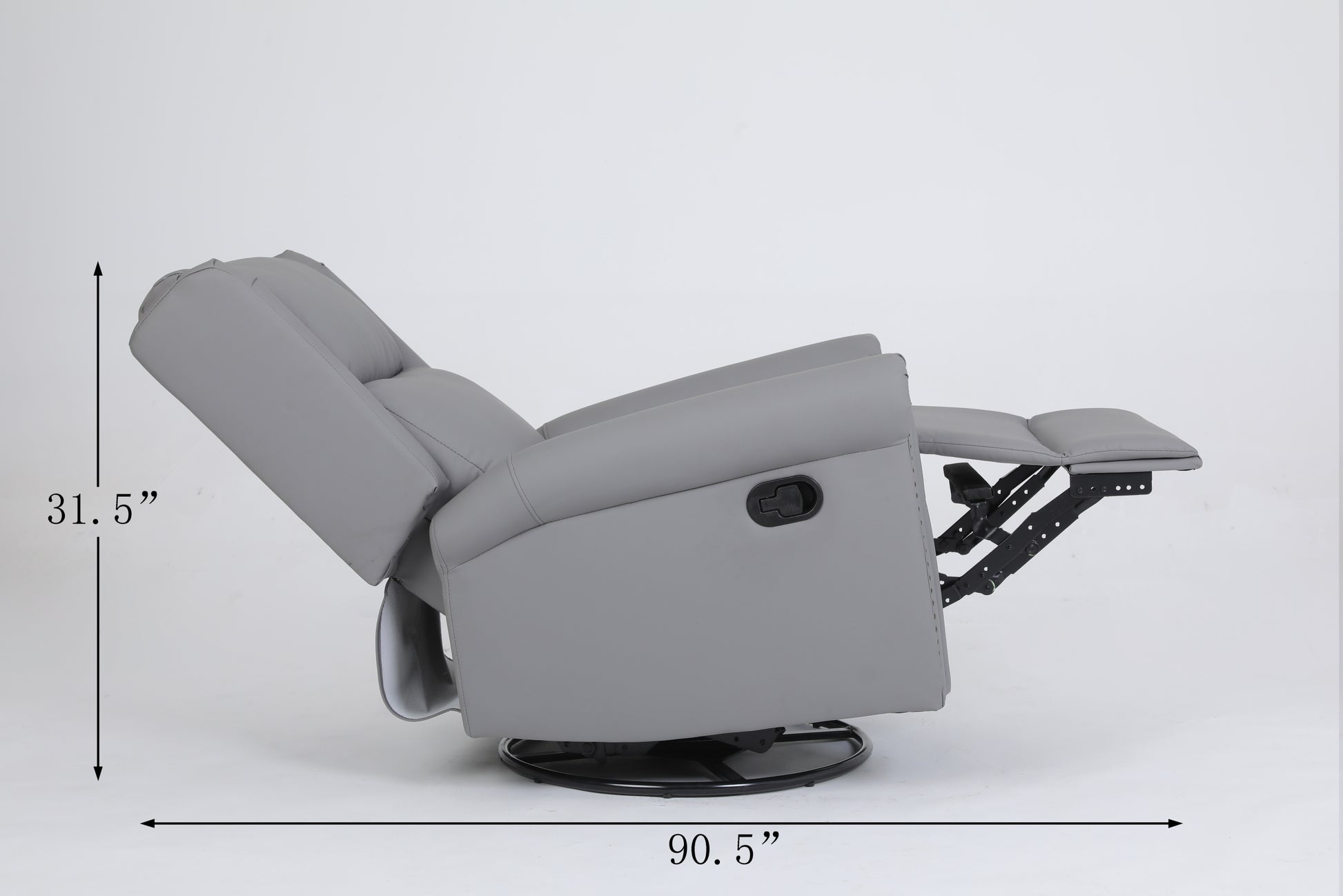 360 Degree Swivel Upholstered Manual Recliner With Trims For Living Room, Grey Gray Wood Primary Living Space Soft Handle Pu