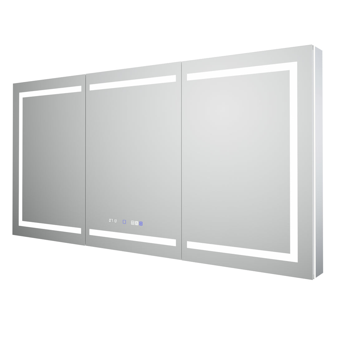 Smart Led Medicine Cabinet With Gfci Outlet & Blum Hinges, Buil Built In High Power Outlet ,72*36 Inchstepless Dimming & Anti Fog,Integrated Design,Multifunctional Bathroom Storage Silver Aluminium