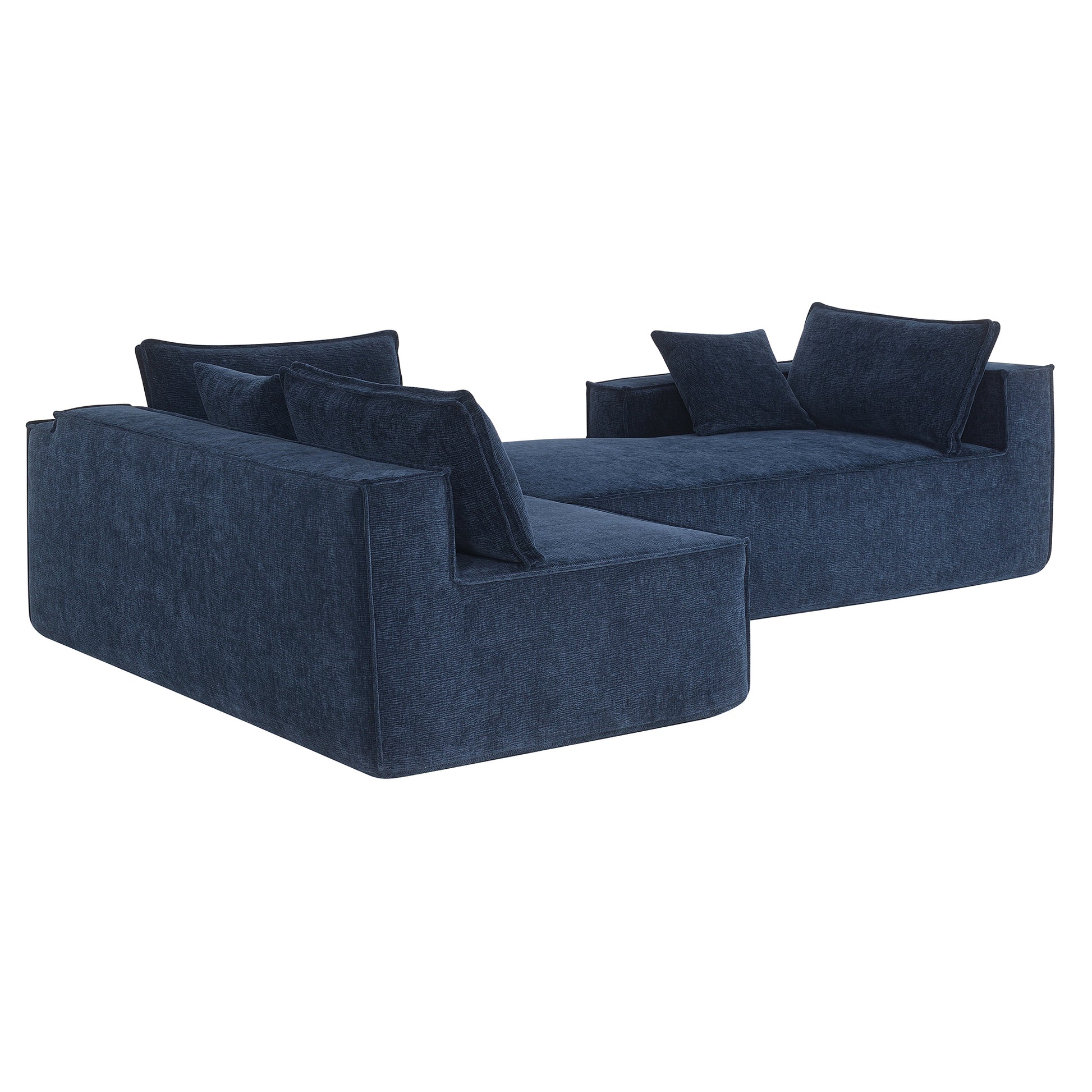 111.5*72"Minimalist Style Modular Sectional Sofa,Wrinkle Resistant Chenille Couch Set,L Shaped Sleeper Sofa Bed For Living Room,2 Pic Free Combination,No Assembly Require,3 Colors Dark Blue Chenille 4 Seat