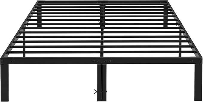 Full Size Bed Frame, 14 Inch Platform Bed No Box Spring Needed, Sturdy Metal Bed Frame Full Size, Storage Space Under The Bed Heavy Duty Frame Bed, Black Black Metal