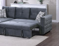 Gray Velvet Convertible Sectional Sofa Pull Out Bed Couch Storage Chaise Tufted Reversible 2Pc Sectional Living Room Gray Primary Living Space Tufted Back Contemporary,Modern L Shaped Square Arms Velvet 4 Seat