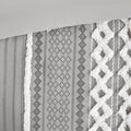 Cotton Printed Comforter Set With Chenille Gray Full Queen Queen Gray Cotton
