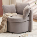 029 Teddy Fabric Swivel And Storage Chair With Back Cushion For Living Room,Light Gray Light Gray Primary Living Space Modern Foam Teddy