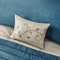 Embroidered 7 Piece Comforter Set Navy King King Navy Polyester