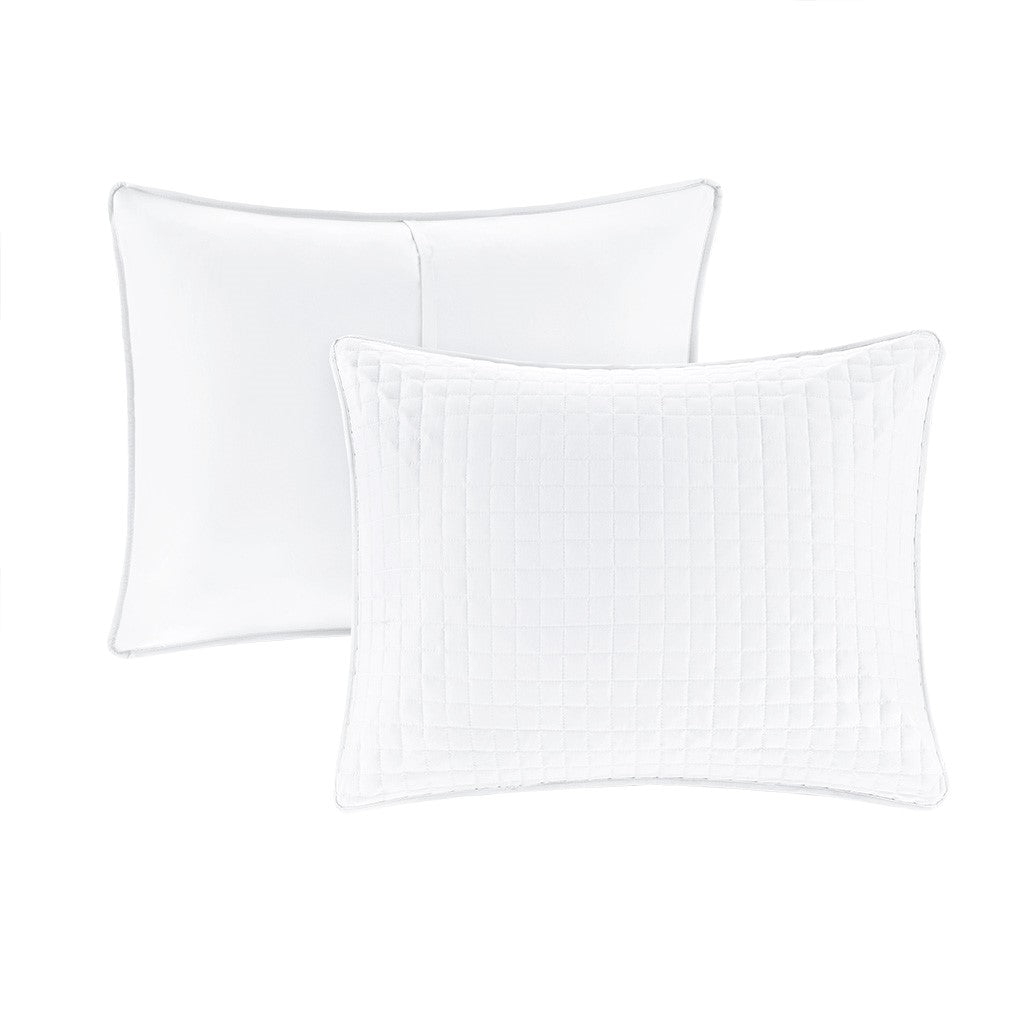 3 Piece Reversible Quilt Set White King Cal King White Polyester