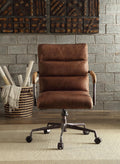 Retro Brown Swivel Office Chair With 5 Star Base Caster Solid Brown Office Office Chairs Solid Back Swivel Genuine Leather