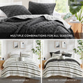 7 Piece Stripe Comforter And Quilt Set Full Queen Multicolor Polyester