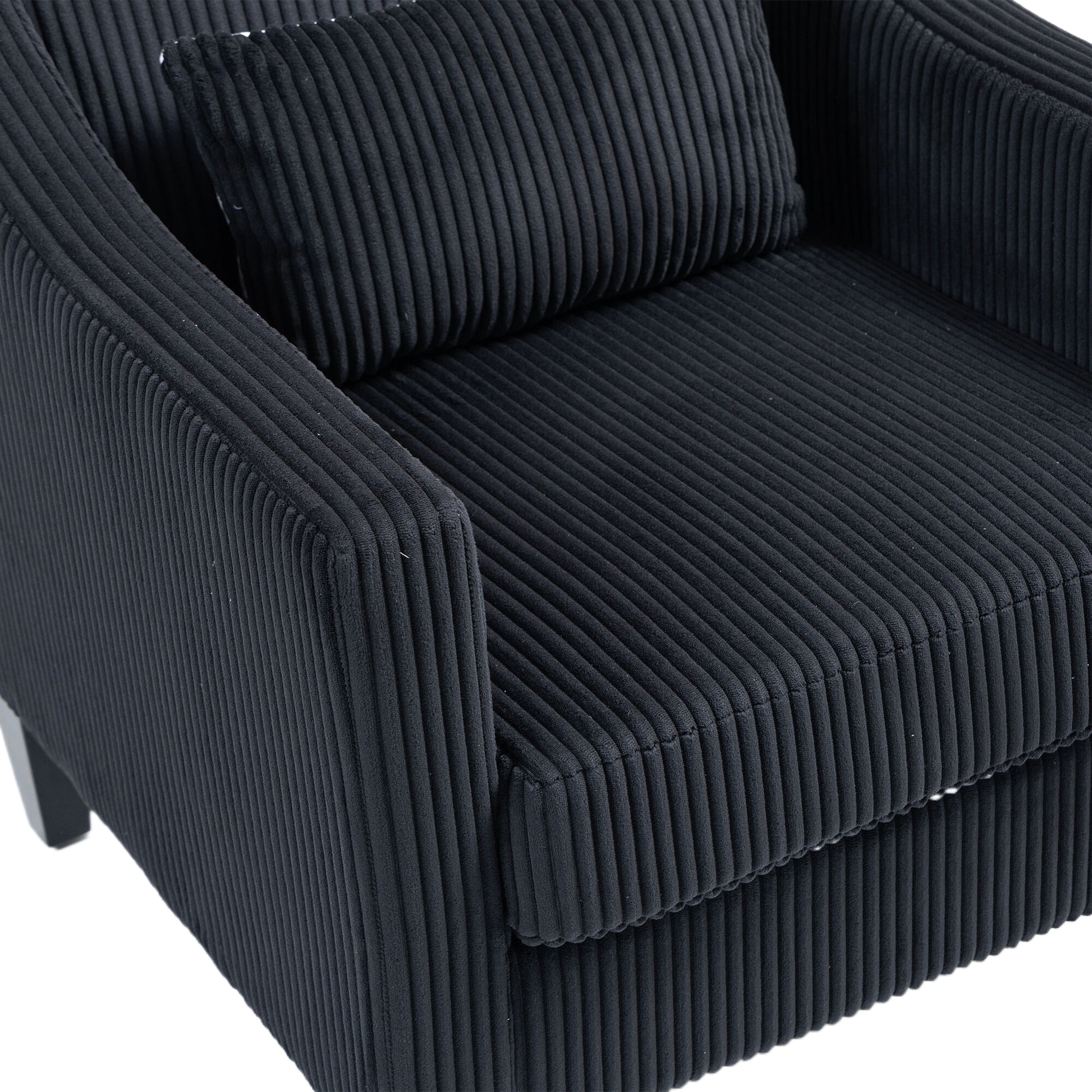 Coolmore Modern Accent Chair,Upholstered Armchair With Scooped Arms For Bedroom,Apartment,Studio,Office,Waiting Room Black Corduroy Black Primary Living Space Foam Corduroy