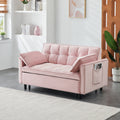 Modern Velvet Sofa, Sofa Pull Out Bed, Smallseat Casual Sofa With Back, With Pillow, Pockets, Living Room Furniture, 3 In 1 Convertible Sleep Sofa Bed. Pink Velvet 2 Seat