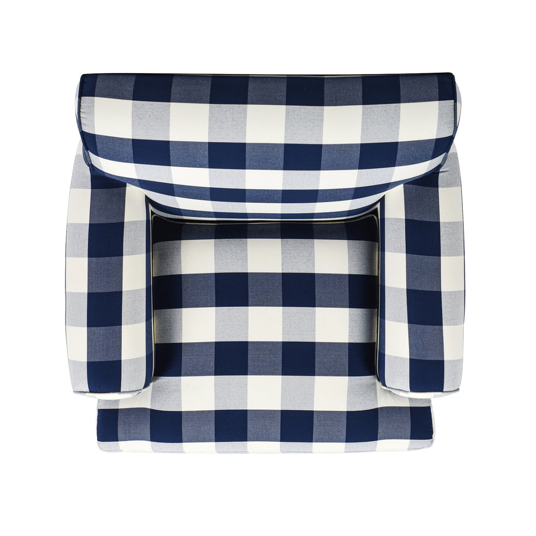 Alana 38" Lawson Accent Arm Chair Metal Casters, Blue Lattice Woven Blue Plaid Foam Fabric