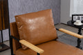 Leather Accent Chair Guest Chair For Living Room, Mid Century Armchair For Bedroom Brown Leather Brown Pu