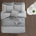 Embroidered 8 Piece Comforter Set Grey Queen Queen Grey Polyester