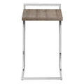 Accent Table, C Shaped, End, Side, Snack, Living Room, Bedroom, Brown Laminate, Chrome Metal, Contemporary, Modern Taupe Particle Board